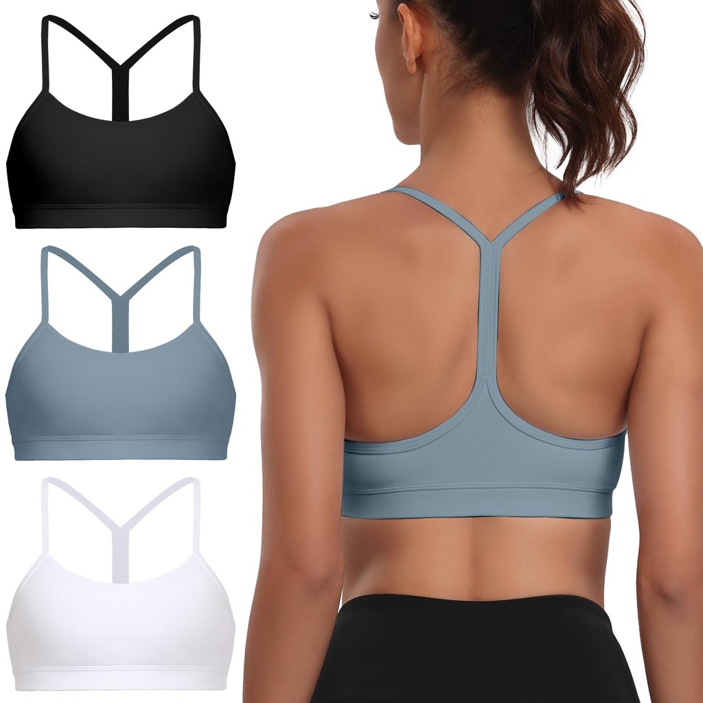 Garseam Sports Bra for Women, Spaghetti Strap Racerback Y-Back Light Impact Yoga Bralette S