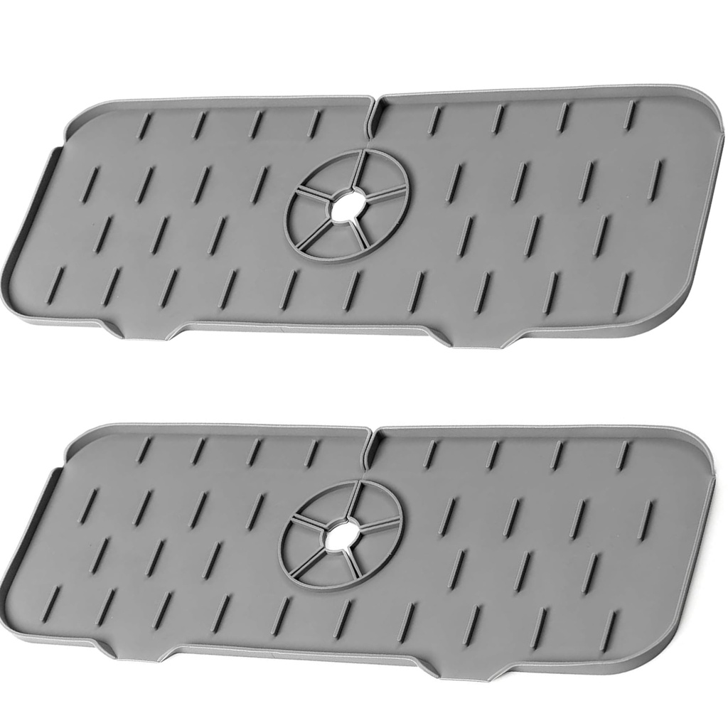 Non-Slip Drain Tray Mat for Kitchen Sink Ã¢Â€Â“ Durable Silicon Sink Organiser with Raised