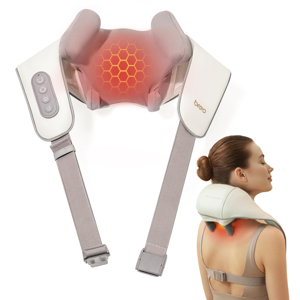 Breo N5 Mini Neck Massager with Heat, Electric Massage Pillow for Neck & Shoulder, Muscle R