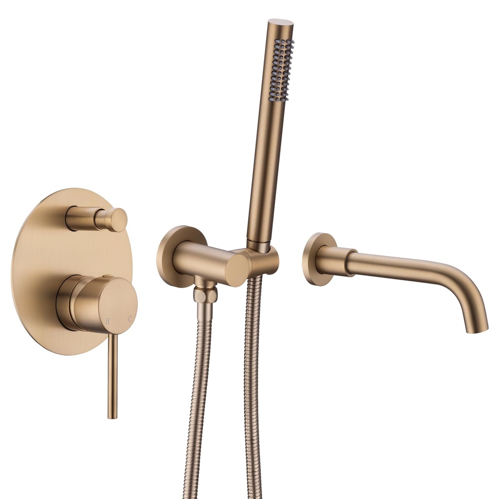 Bathroom Brass Bathtub Mixer Taps Bath Filler Spout Wall Mounted Handheld Shower System 2 F