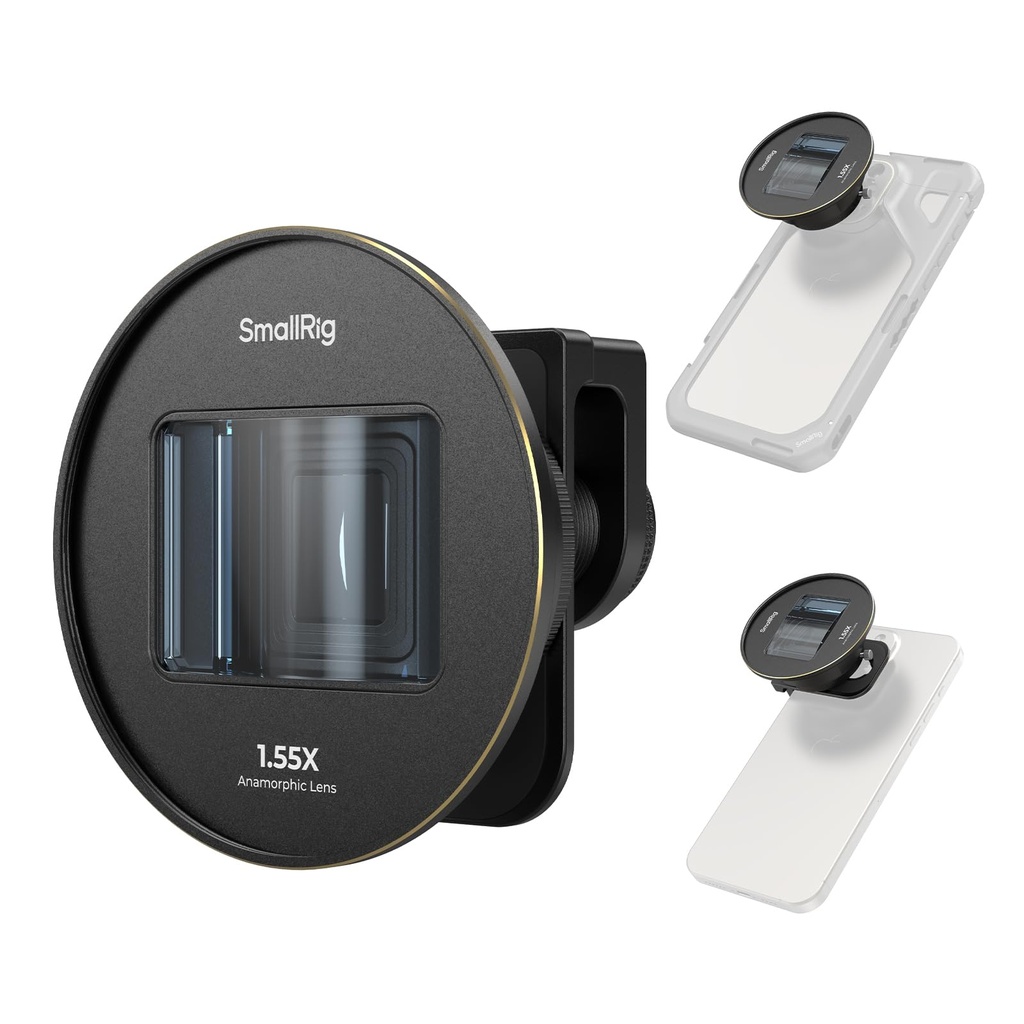 SMALLRIG 1.55XT Anamorphic Lens for Phone, 2.76:1 Widescreen Cinematic Blue Flare Lens for