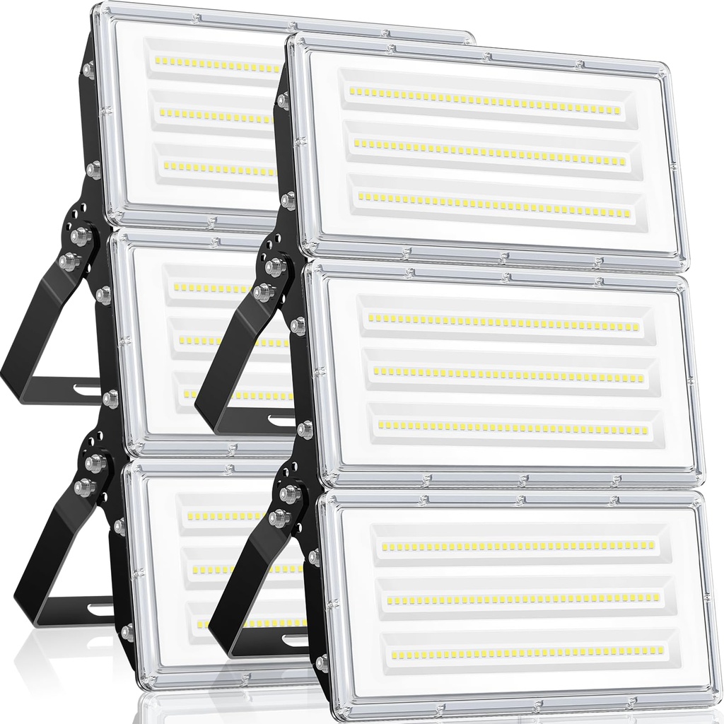 TASINUO LED Floodlight Outdoor 300W 2 Pack, 3 in 1 LED Flood Light 30000LM 7000K Super Brig