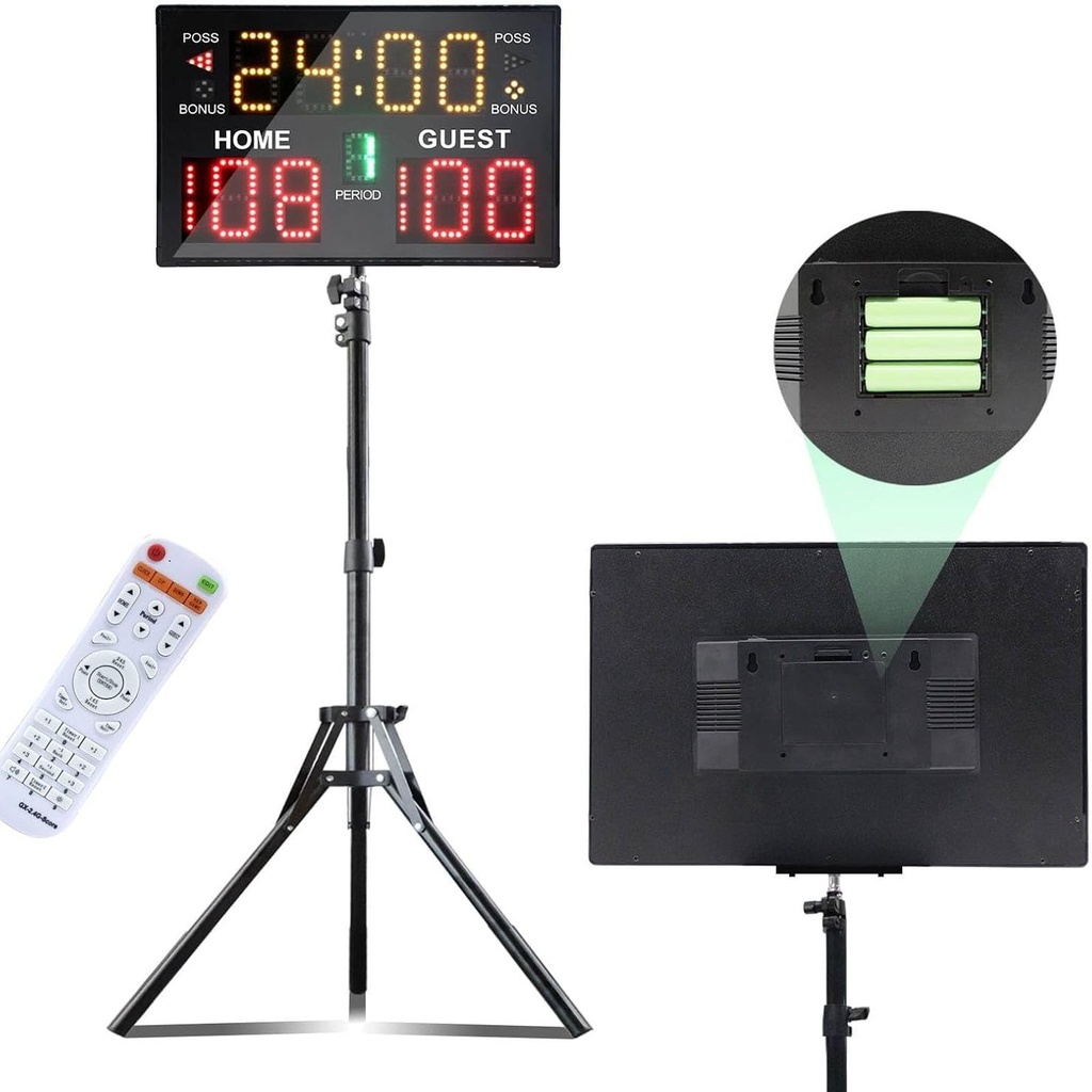 Ousmile Electronic Scoreboard with Stand & Remote, Battery Powered Digital Basketball Score
