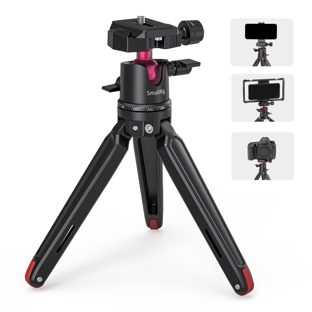 SMALLRIG Mini Tripod Tabletop Tripod with 360Ã‚Â° Ball Head and 1/4 Screw for DSLR Cameras,