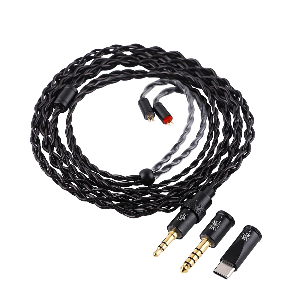 Linsoul Kiwi Ears x B_Media Terras IEM Cable, with Type-C USB C/3.5mm/4.4mm Plug, 4N Single