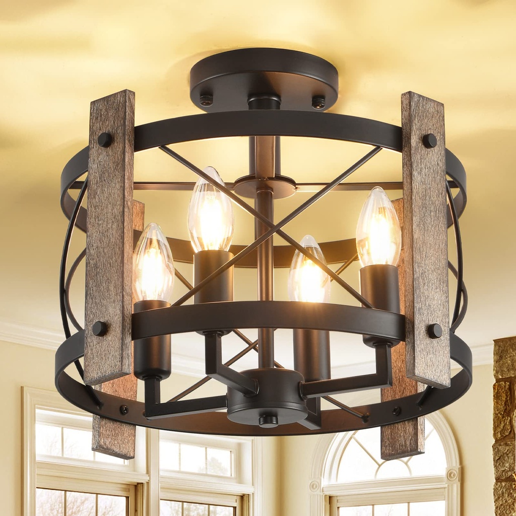 AOLALA Black Chandeliers Kitchen Ceiling Light,4 Lights Industrial Lighting Ceiling, Indust