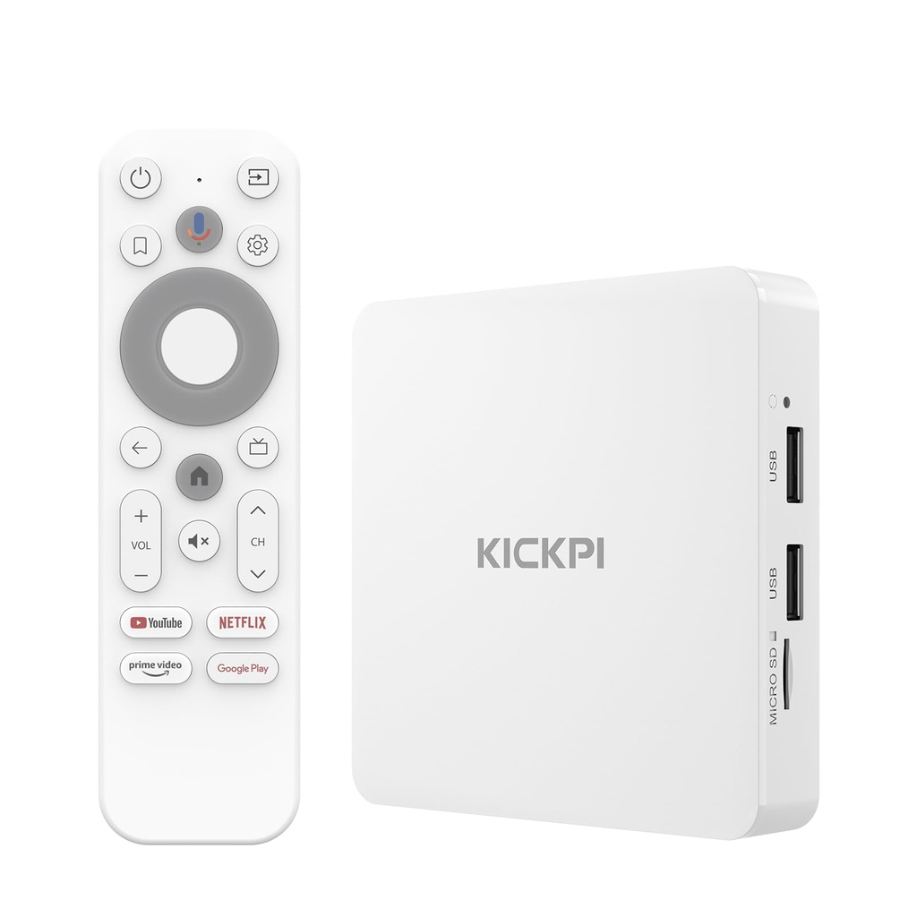 KICKPI KP1 Android TV Box 12.0 Google Certified 4K Streaming Device with Voice Search 2GB R
