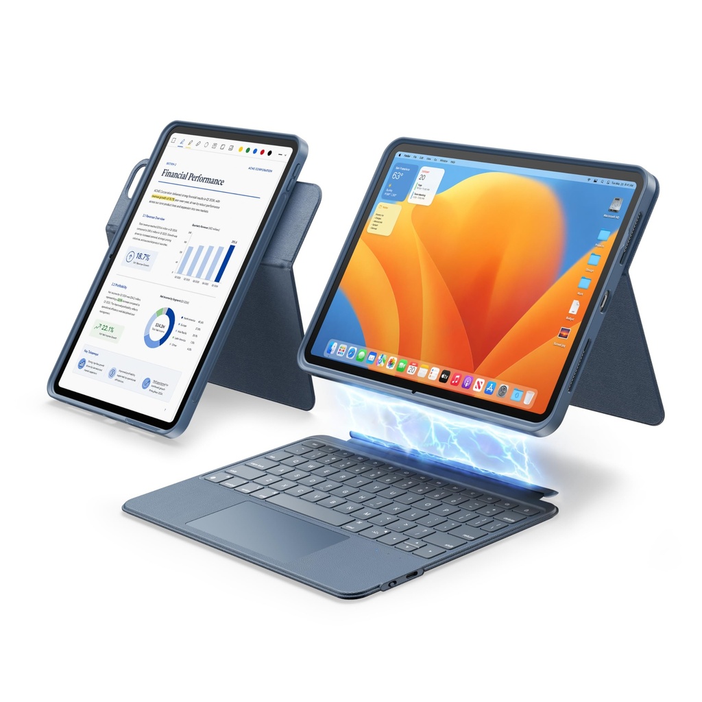 HOU Keyboard Case for iPad A16 and iPad 10th generation, Rotatable & Detachable, Adjustable