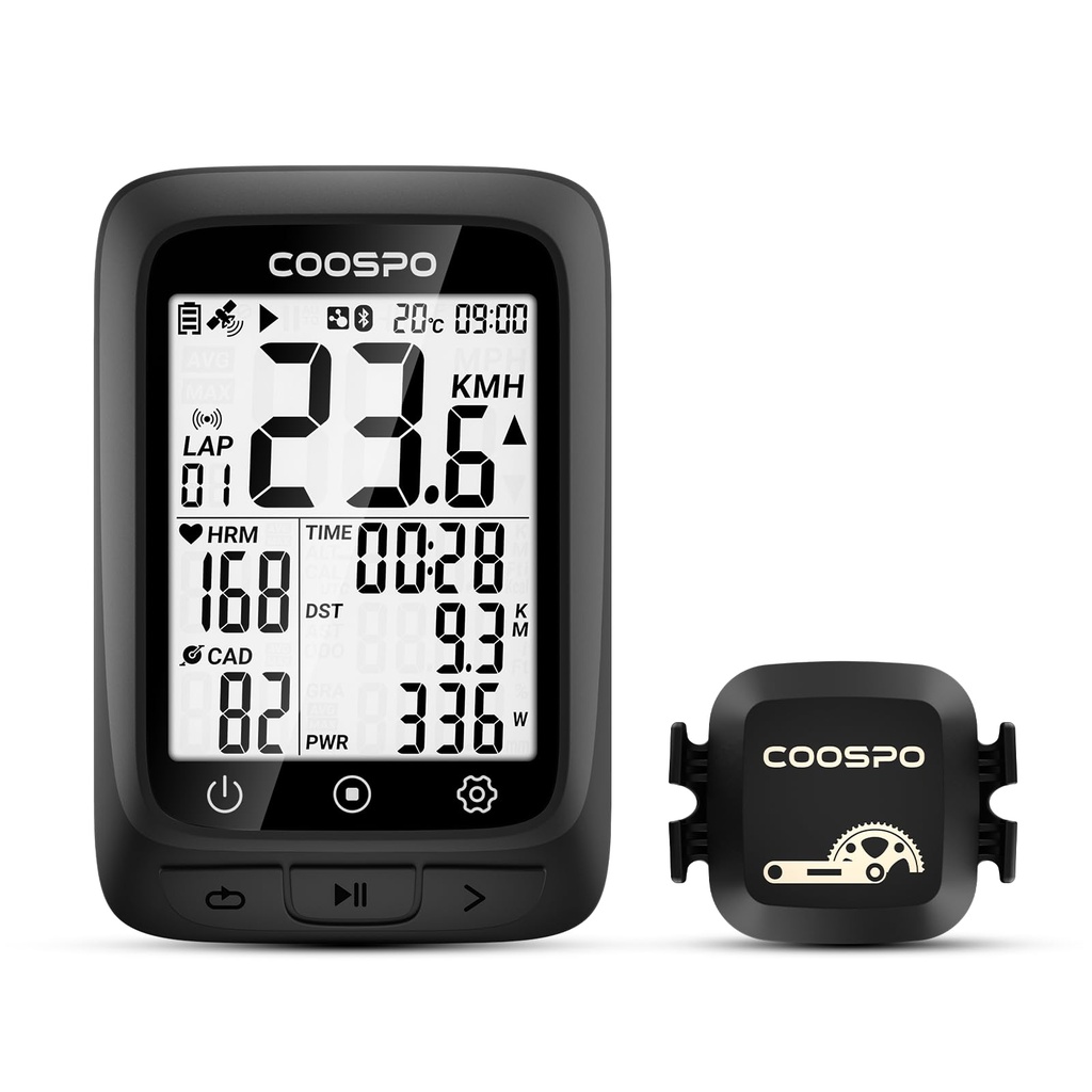 COOSPO Bike Computer GPS Wireless, ANT+ Cycling Computer GPS with Bluetooth, Multifunctiona