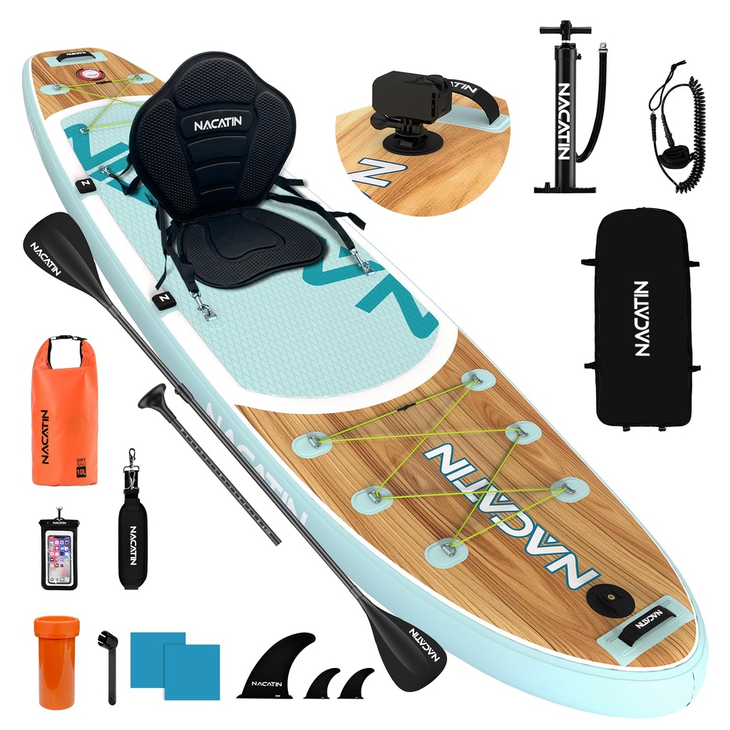 NACATIN 10'6"/320cm Inflatable Paddle Board with Seat, SUP Board for Adults with Single/Doub