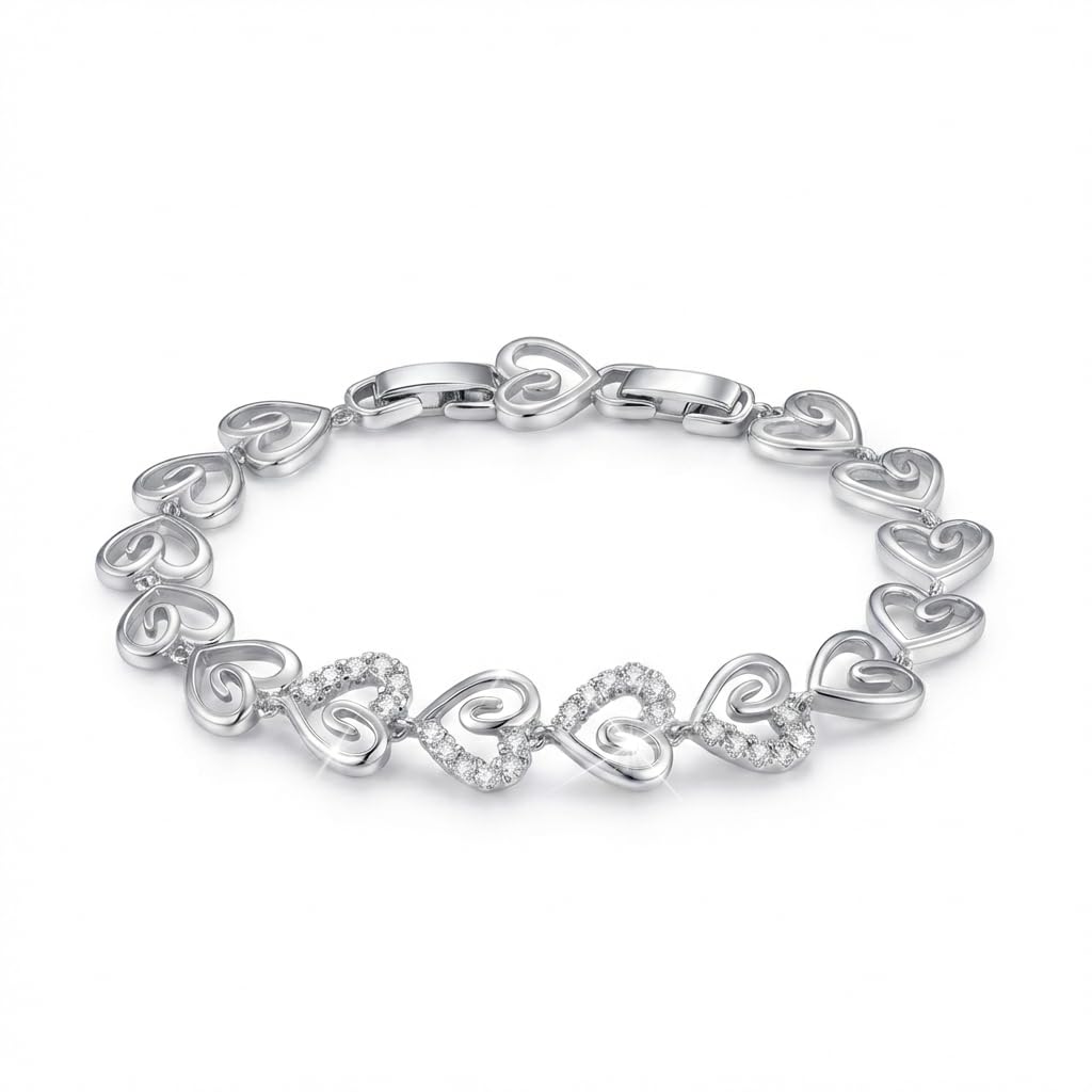Hankers Silver Bracelets for Women, 18K Gold Plated Bracelet, Jewellery for Women (B-Silver