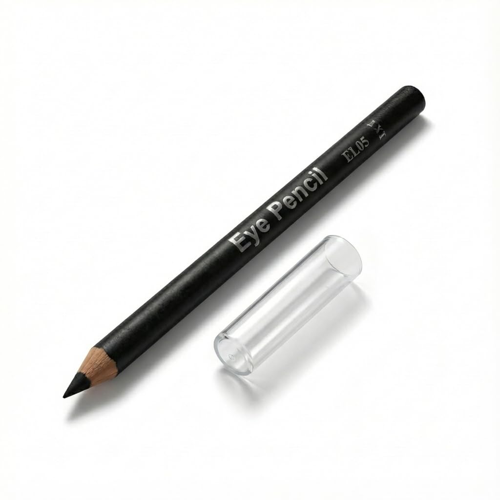 Black Eyebrow Pencil, Sharpenable Wooden Brow Pencil for Filling and Defining, Buildable Co