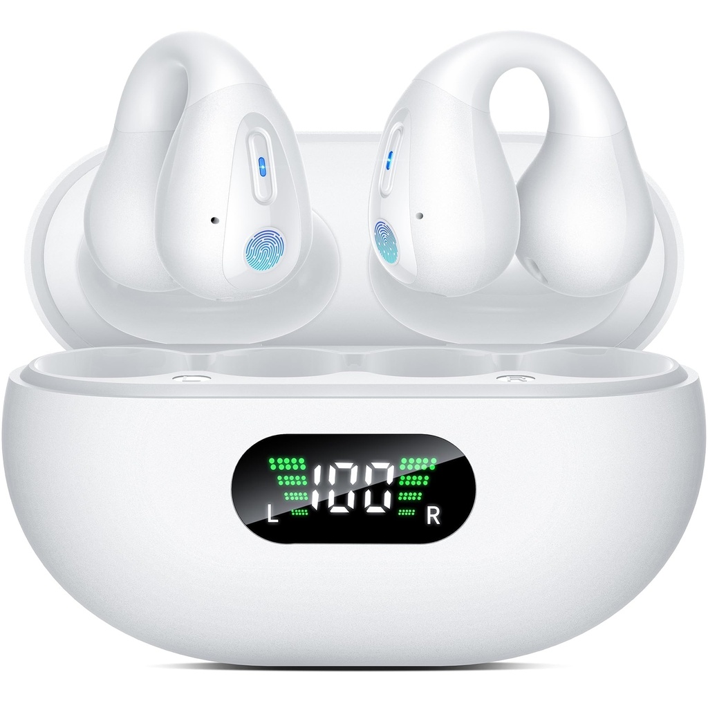 Open Ear Bone Conduction HeadphonesÂ´?Ã®Comfort-Clip On Wireless Earbuds Bluetooth 5.3, Spor