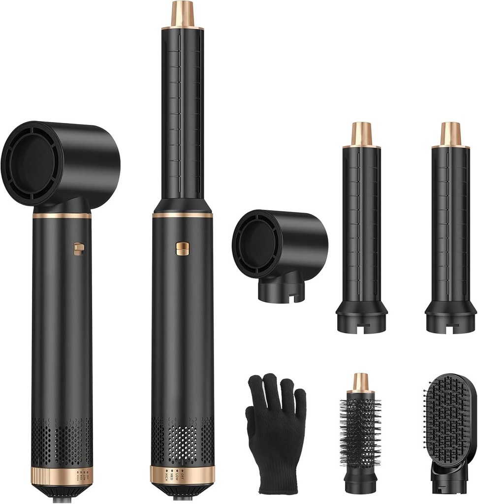 Dryhsip Hair Dryer Brush, 5-in-1 Hot Air Brush, Blow Dryer & Styler with Detachable Heads (