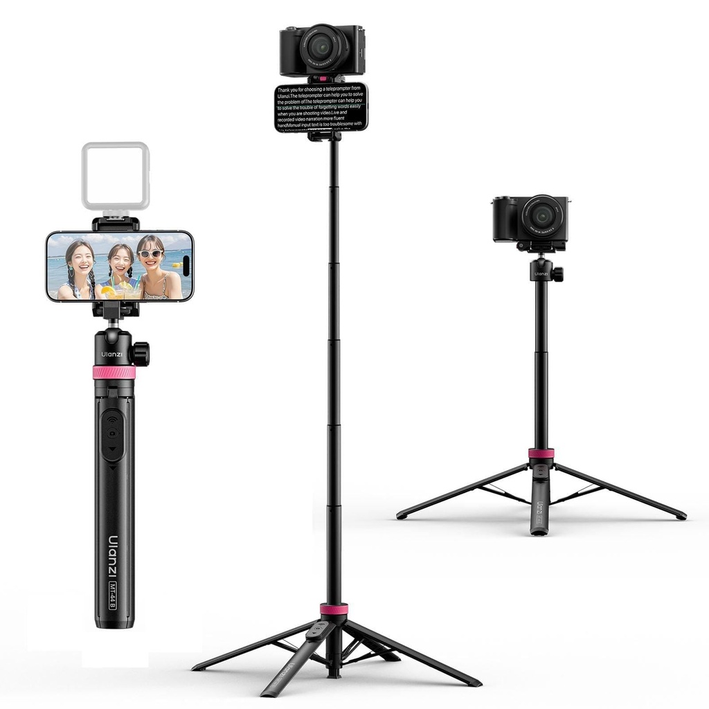 ULANZI MT-44 B [ 2026 UPGRADED] Auto Open Phone Tripod 59'', Four-Leg Stand with Dual Camer