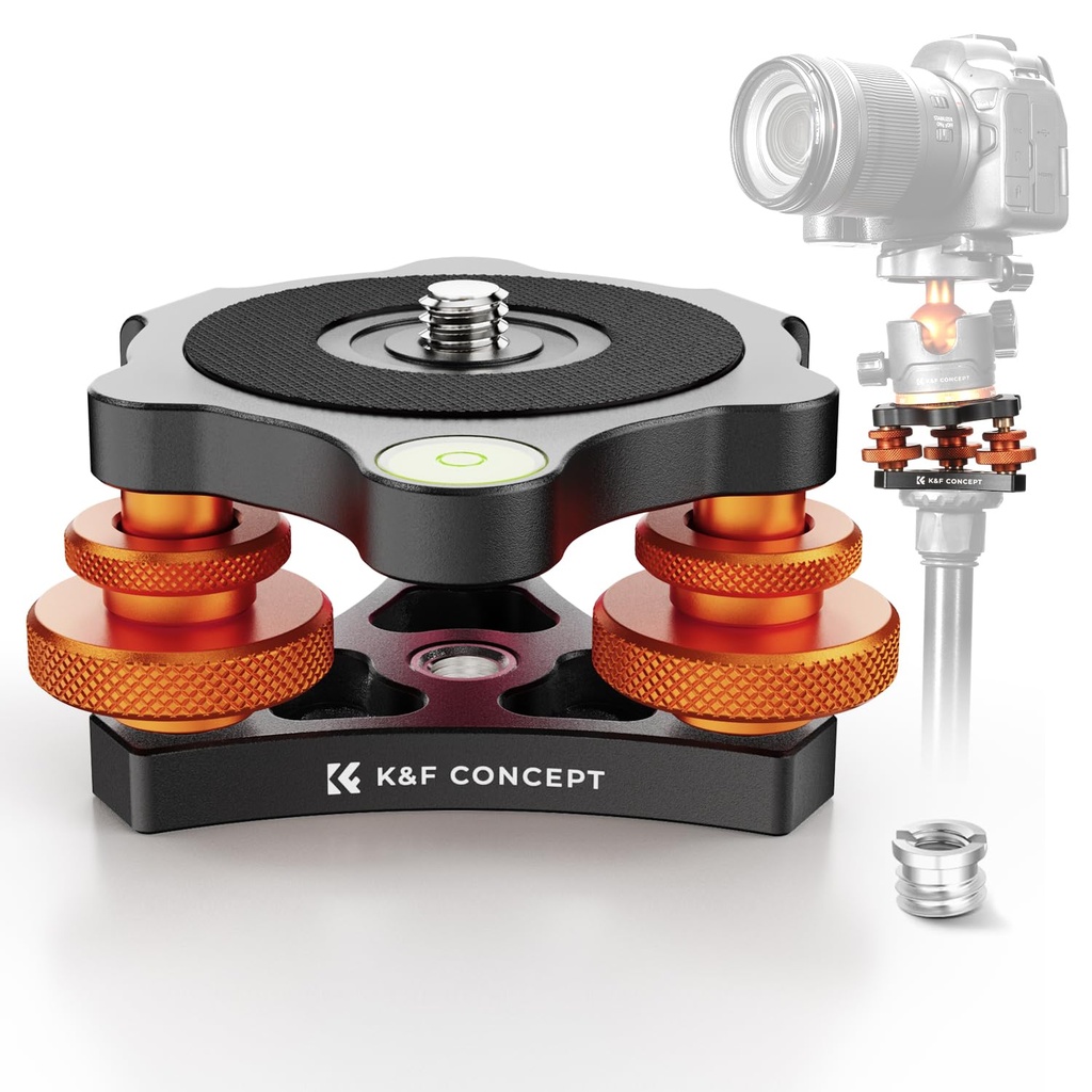 K&F CONCEPT Leveling Base, Aluminium Leveling Base with 3/8 Inch Screw, -5?? Precise Angle
