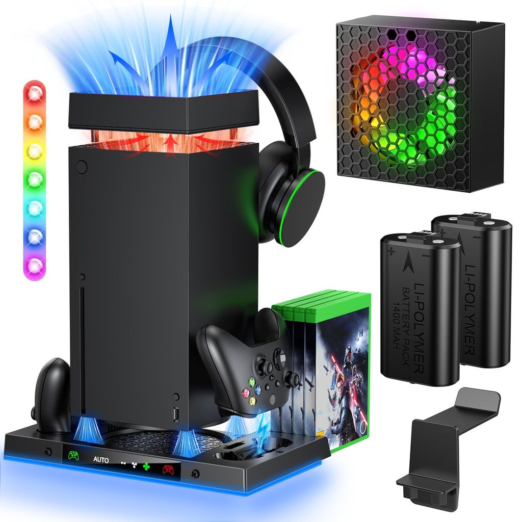 Gorixer AI Cooling Fan with Charging Stand Accessories for Xbox Series X with High Power, W