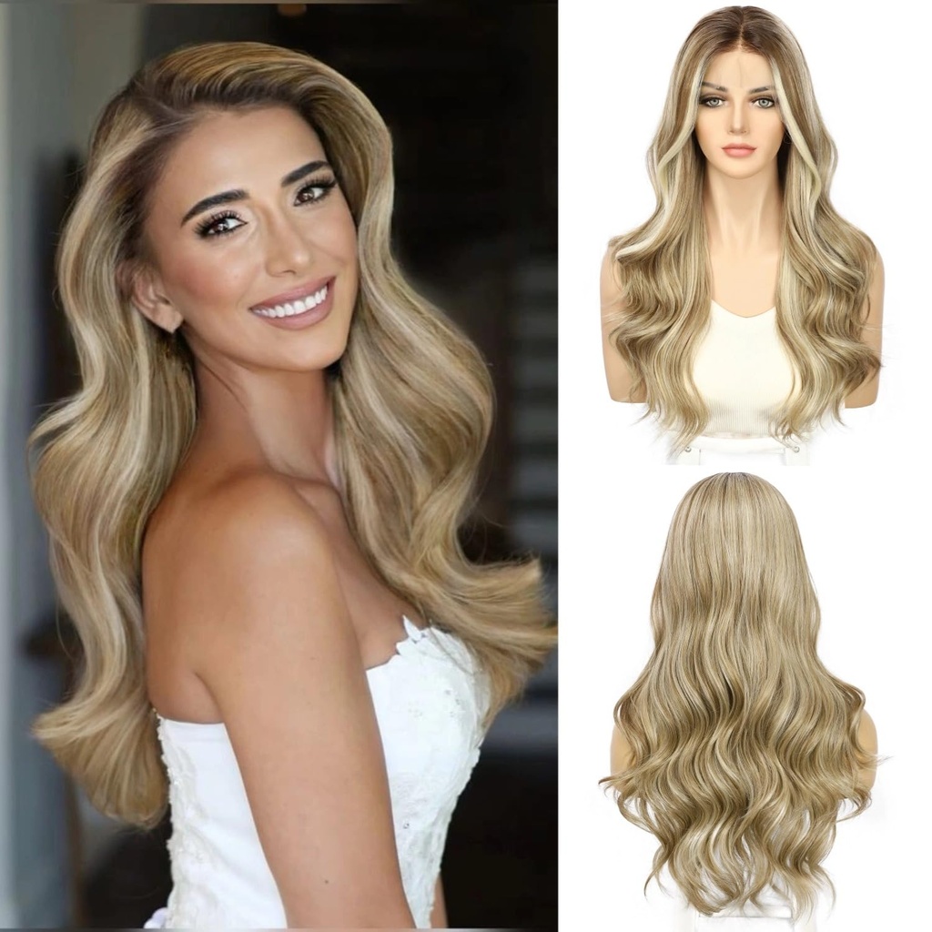 Sapphirewigs Blonde Lace Front Wig 13x4 Synthetic Wigs Body Wave Highlight Blonde Lace Front
