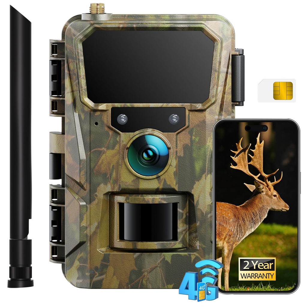CEYOMUR 4G LTE Cellular Wildlife Camera with SIM Card, 2K Trail Camera