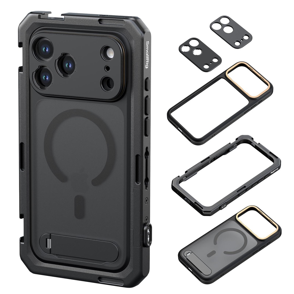 SMALLRIG Mobile Video Cage for iPhone 17 Pro Max, With Phone Case/TPU Soft Frame/T-mount 