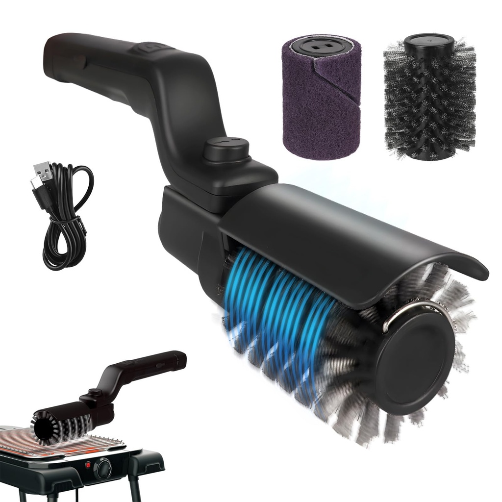 Upgraded Electric Grill Brush, Cordless Rechargeable Grill Cleaning Brush with Adjustable A