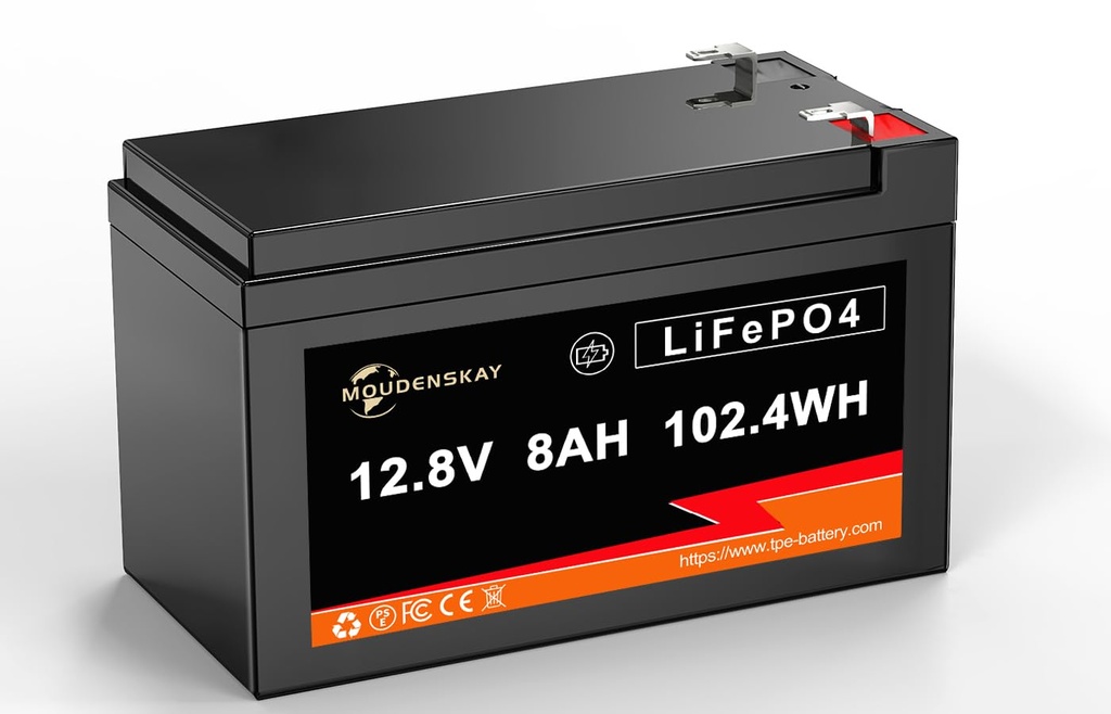 MOUDENSKAY Lithium Batteries 12V 8Ah LiFePO4 Lithium Battery with BMS,2000+ Cycles Deep