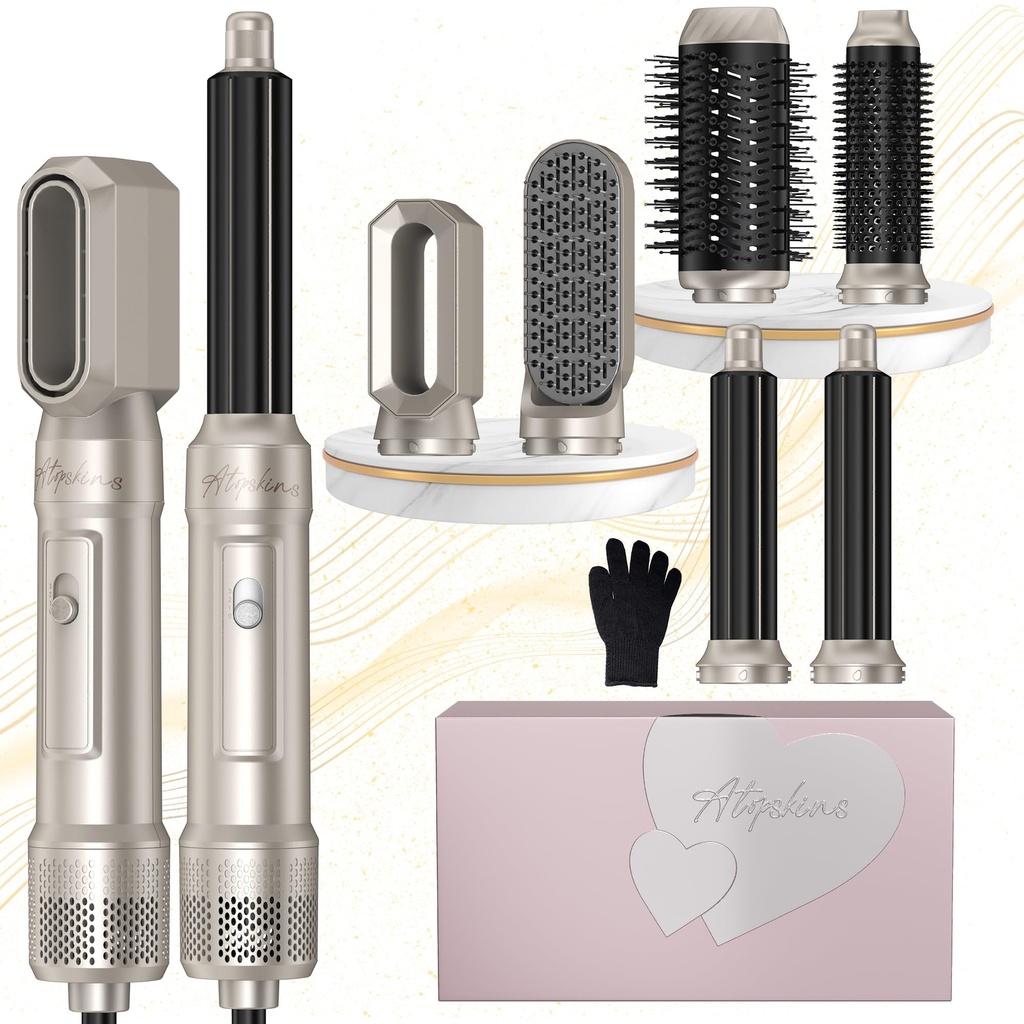 Airbrush Hair Styler 6 in 1 Magic Styler, 1000W Airstyler Set New Upgrade 60000rpm Hair Dryer