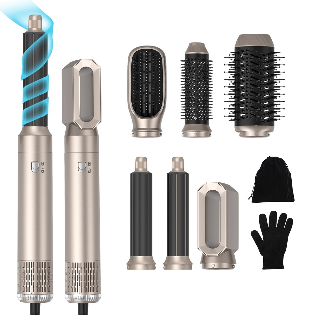 MogaWave 6 in 1 Hairstyler Set,1000w All in One Professional Air Styler Hair Dryer 