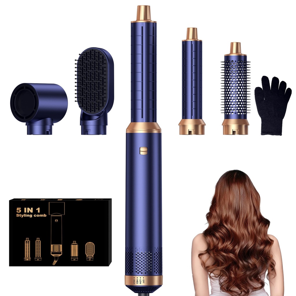 Mogawave 5 in 1 Hair Styler,Airbrush Air Styler 1000w Blow Dryer Brush Set, 30mm Air Curler,