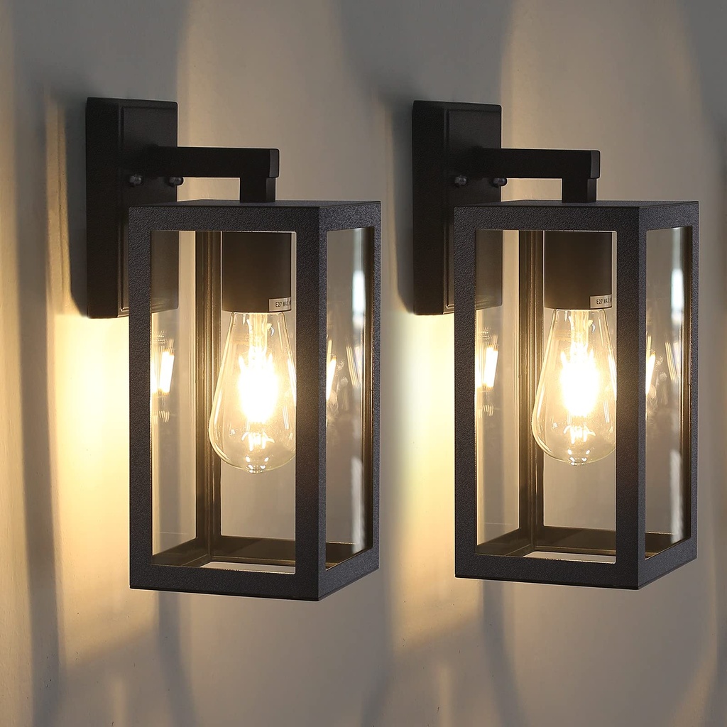 BRIMMEL Outdoor Wall Lights Black Wall Lantern Porch Light, Aluminum Exterior Wall Lanterns