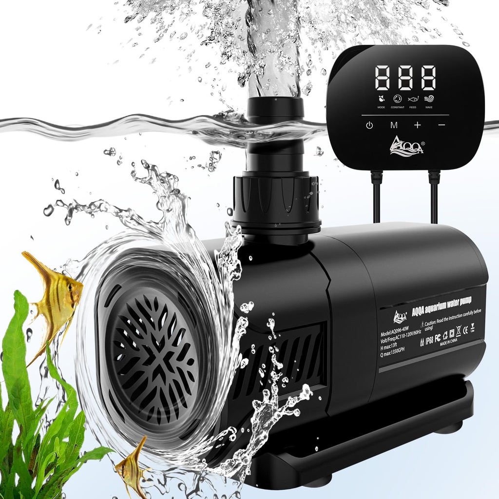 AQQA Submersible Water Pump, 3000L/H Ultra Quiet Water Pump for Water Feature, 3m High Lift