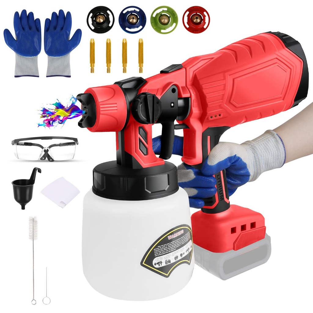 Cordless Paint Sprayer compatible with Milwaukee M18 18V Battery, 300W HVLP Paint Sprayer Gu