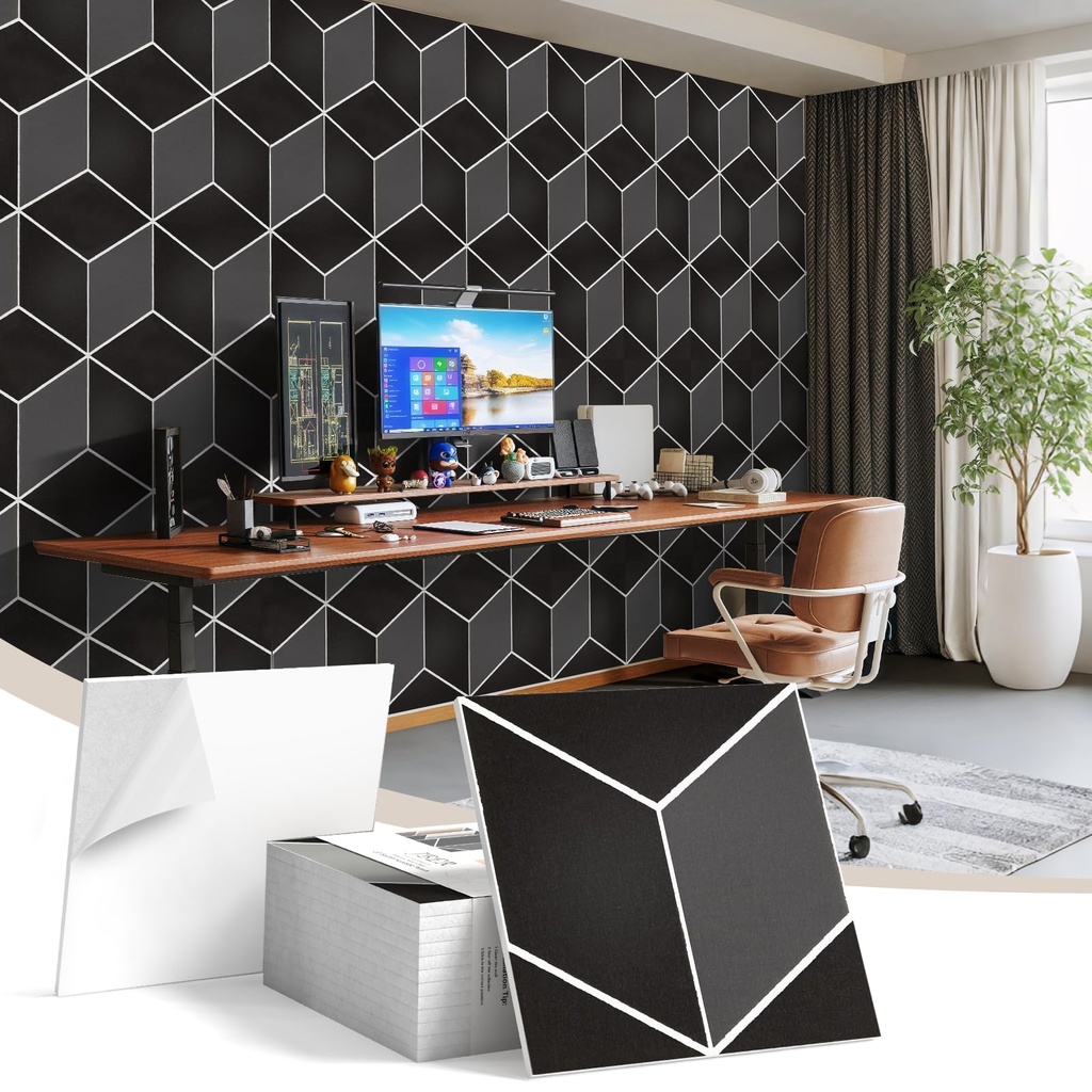JBER 12Pack Acoustic Panels, Self-Adhesive Sound Proofing Panels for Walls, Decorative 3D V