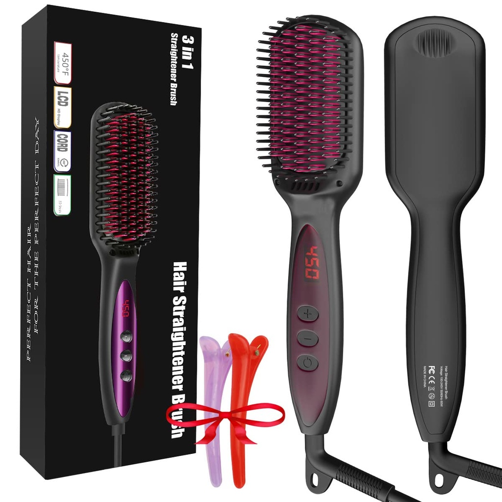 Hair Straighteners Brush for Women, 30s Quick Heating Hair Straightening Brushes Gifts to Her