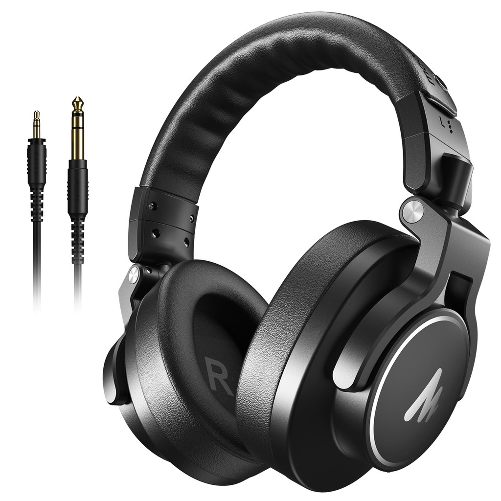 MAONO Professional Studio Headphones, Over Ear Headphones with 6.35 and 3.5mm Detachable Cable