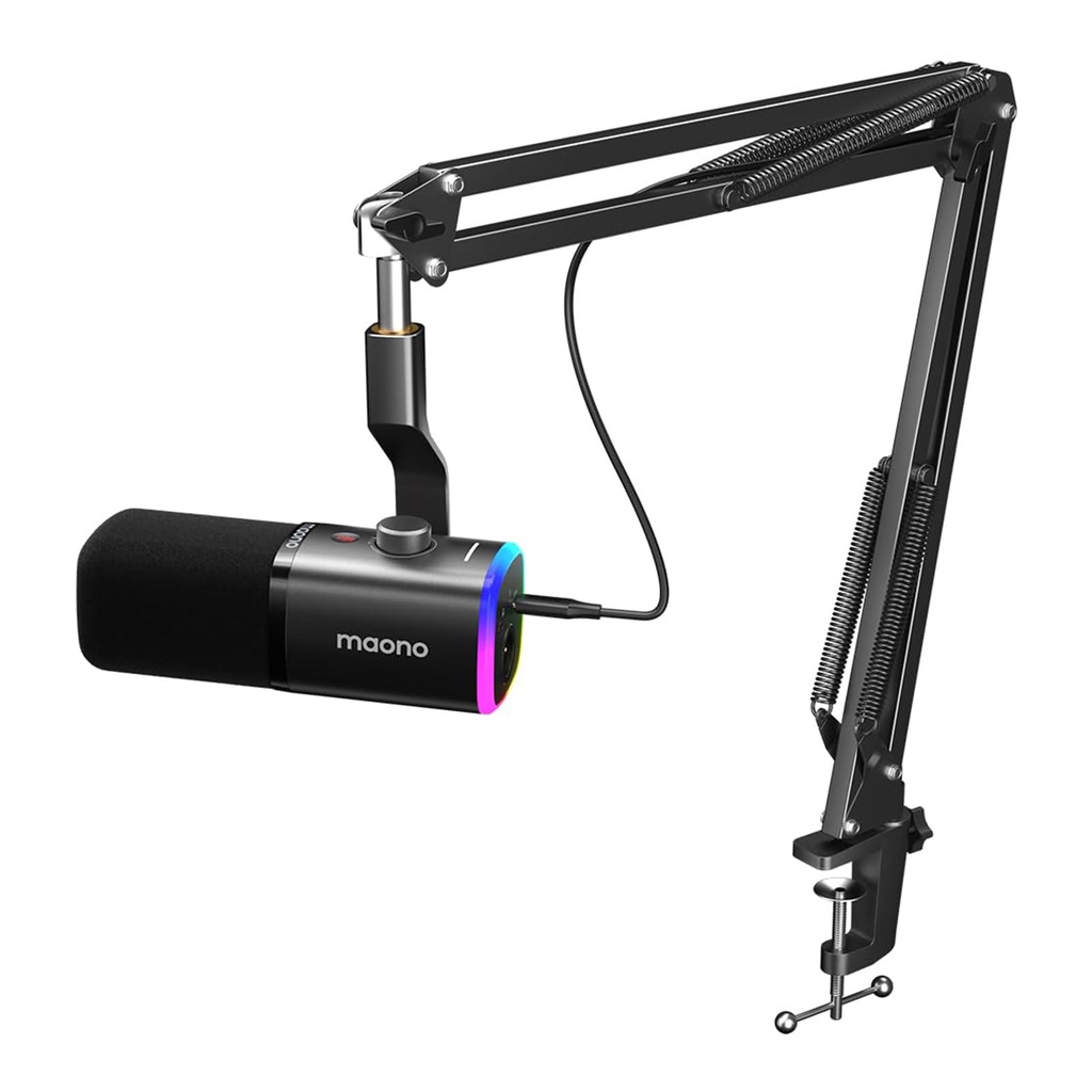 MAONO Dynamic Gaming Microphone with Boom Arm: XLR/USB Podcast Microphone with Software