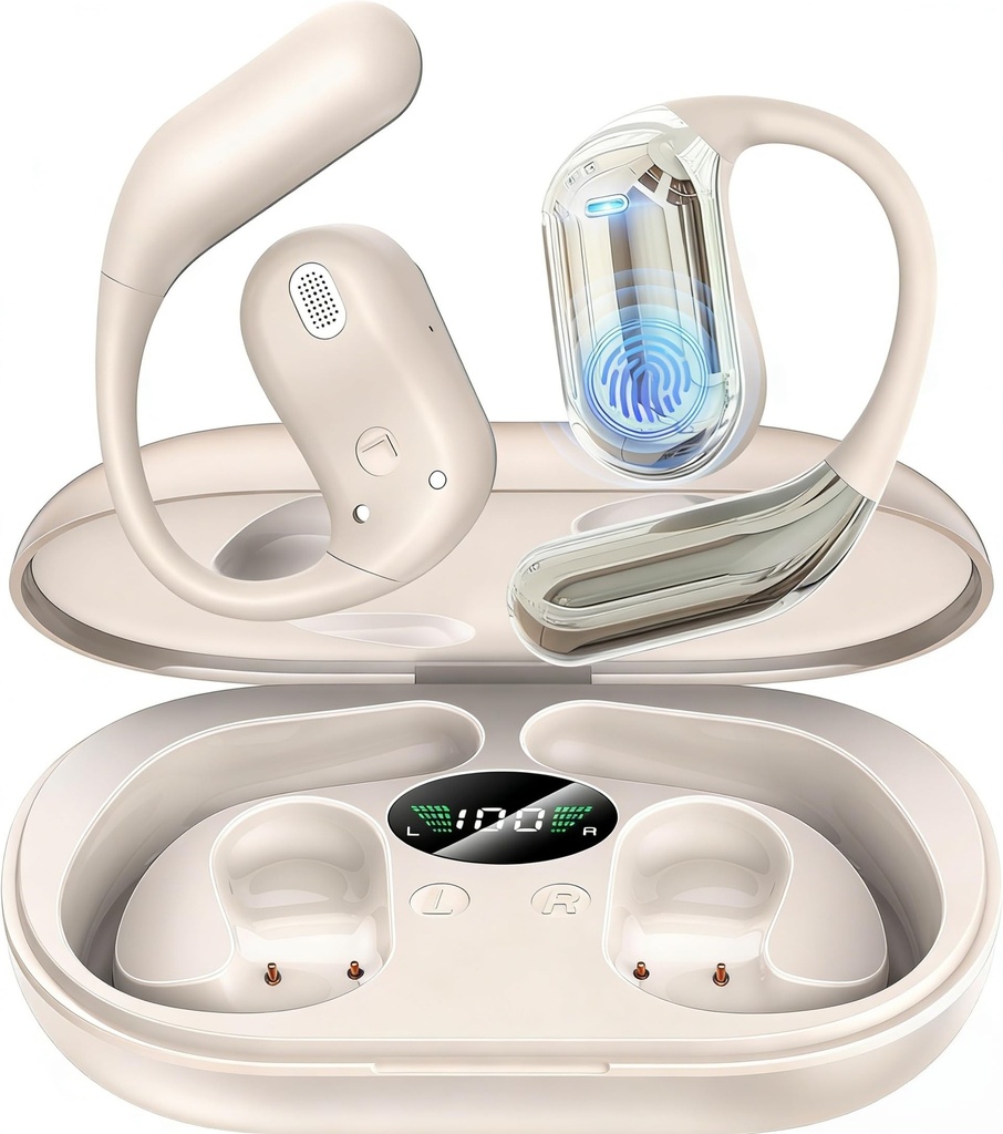 Boytond Bone Conduction Open Ear Wireless Headphones with Voice Call, Waterproof Fitness Ear