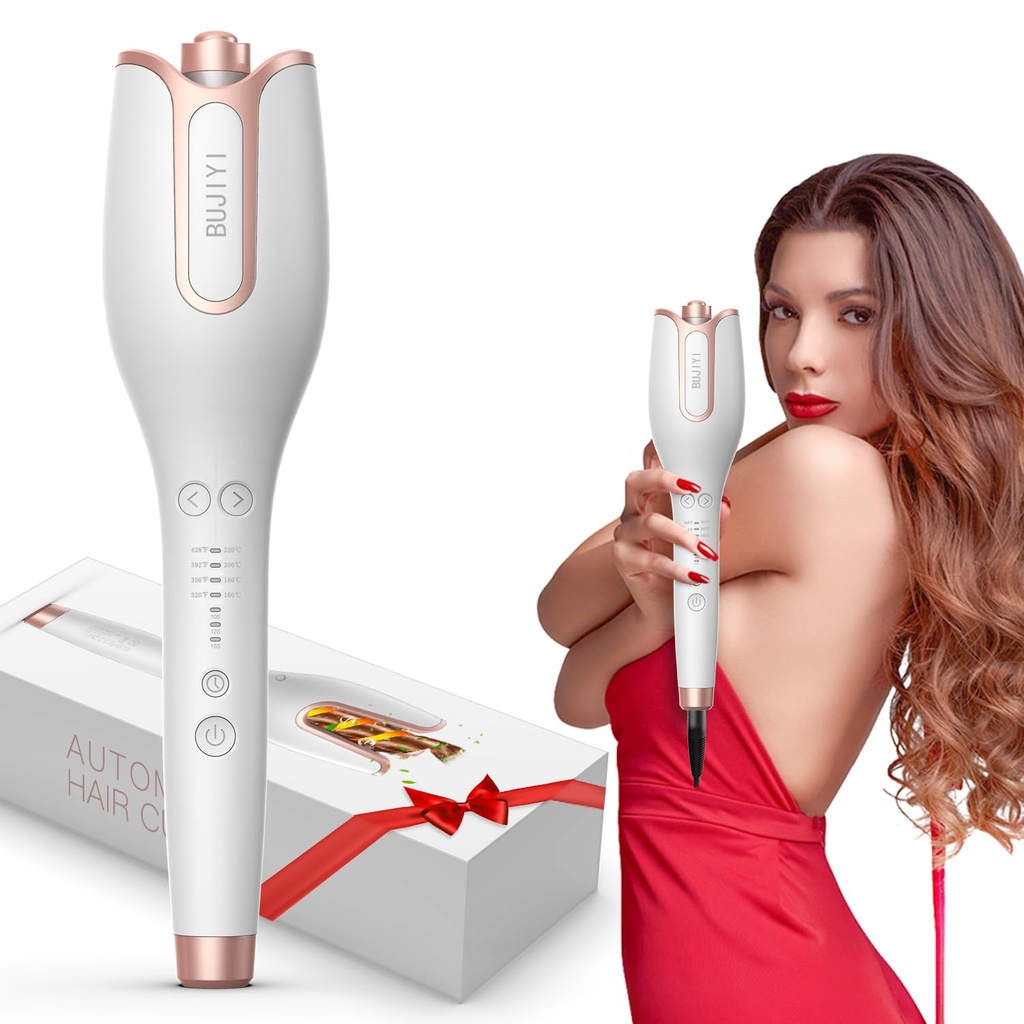 BUJIYI Hair Curler, Curling Wand, Curling Tongs, 4 Temperature Settings, 3 Adjustable Heati
