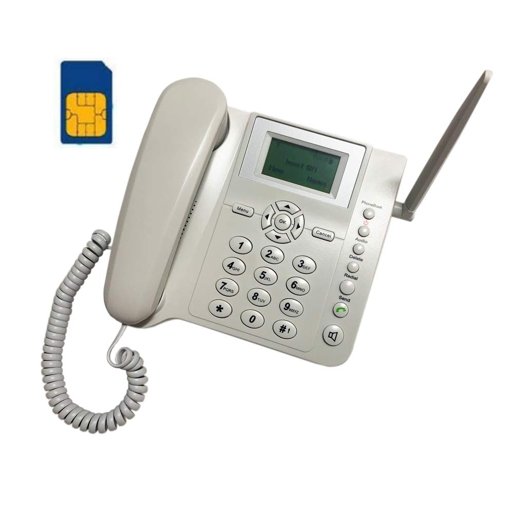 BW Wireless Quad Band GSM Desk Phone - 2.4 Inch LCD Screen, Rechargeable Battery, Caller ID