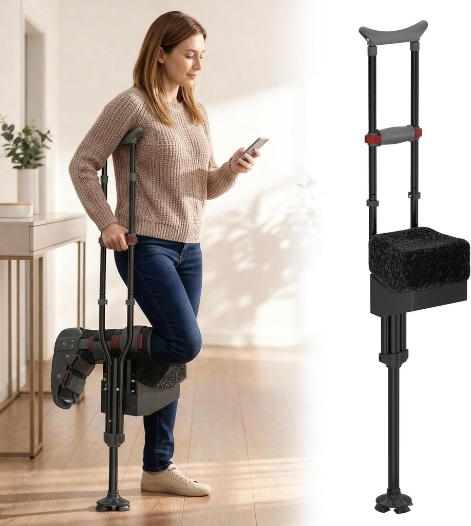 Nelyrho Knee Crutch with Adjustable Safety Kneepad | Non-Slip Mobility Aid for Left or Righ