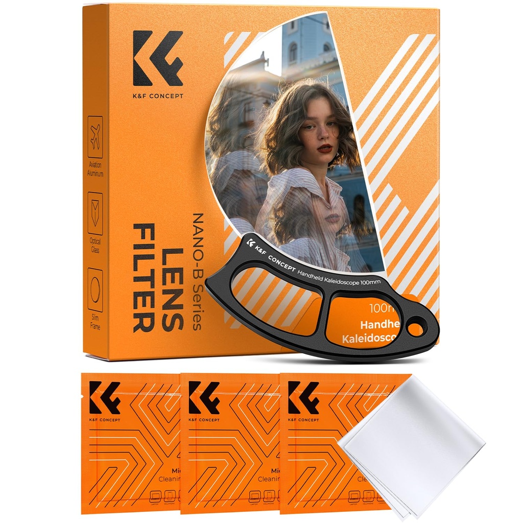 K&F CONCEPT 100mm Half Moon Kaleidoscope Prism Lens Filter Handheld Optical Glass Prism Spec