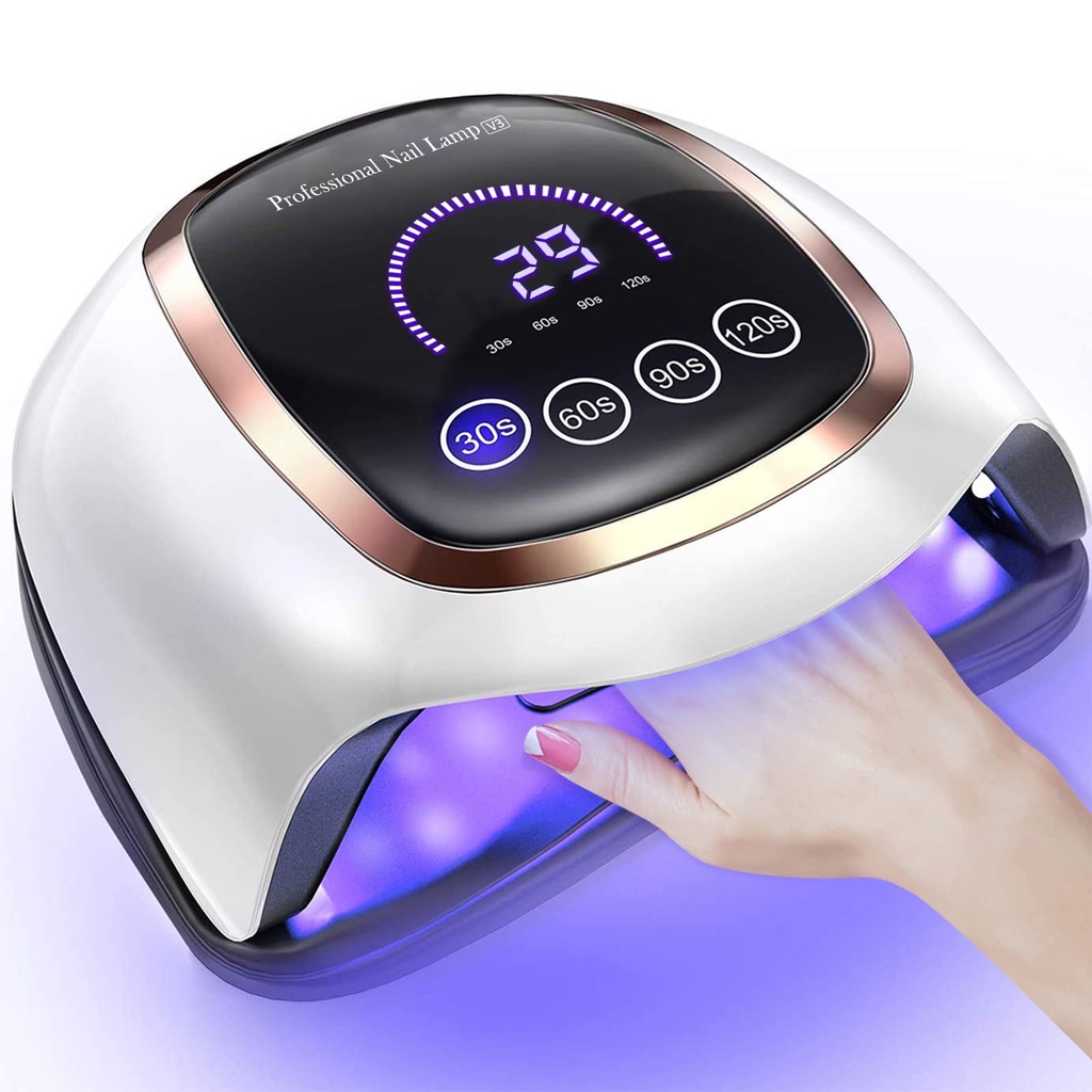 NAXBEY LED UV Nail Lamp,168W Gel Nail Lamp with 7.5 Inch Large LCD Touch Screen/4 Timer Set
