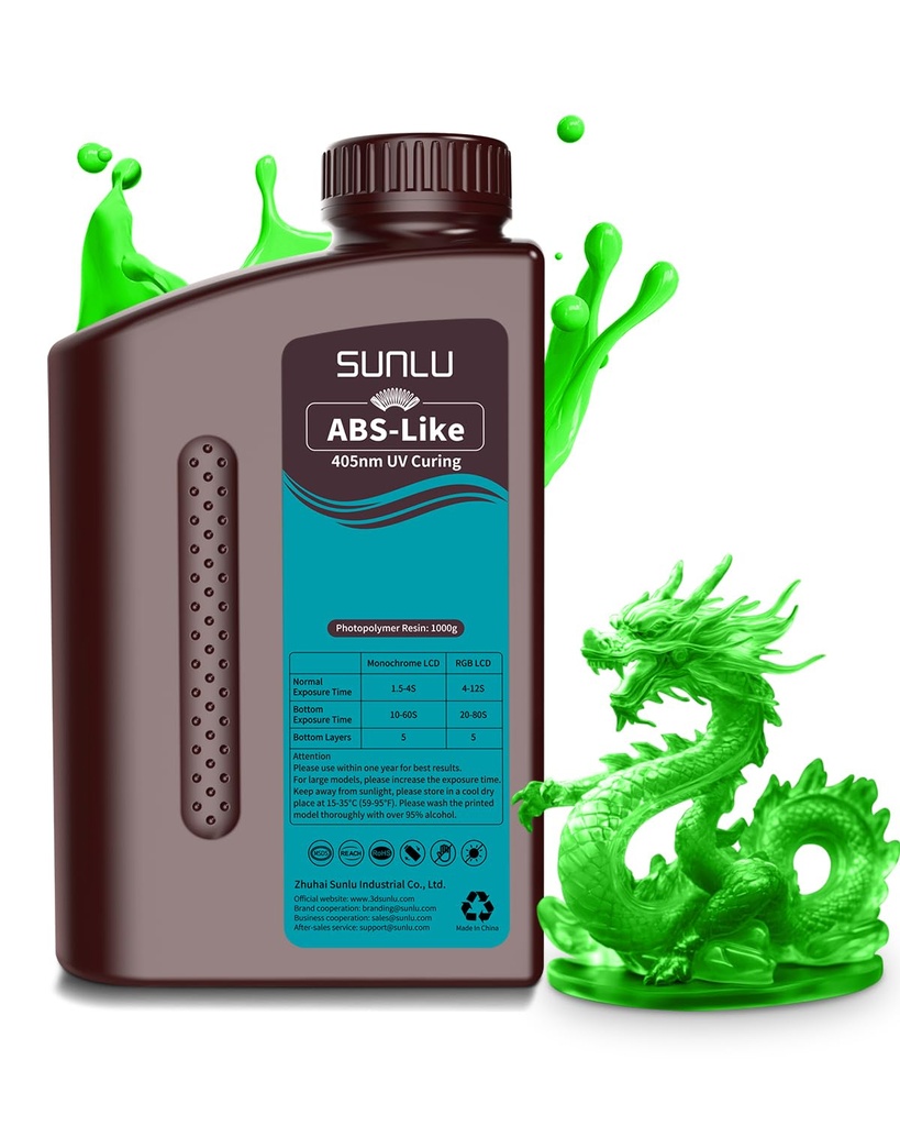 SUNLU ABS Like Resin for 3D Printer 1KG, 405nm UV Curing Photopolymer Rapid 3D Resin for 2K