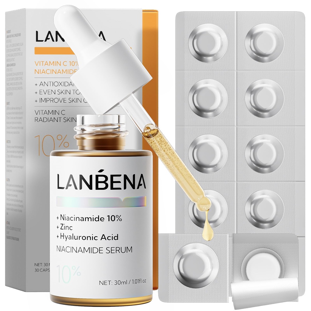 Vitamin C Serum for Face - LANBENA 10% Niacinamide serum Dark Spot Remover Facial Serum, Ni