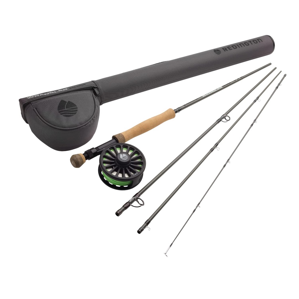Redington Wrangler Salmon Fly Fishing Kit, 8 Weight 9 Foot Rod, Crosswater Reel, Fly Line, L
