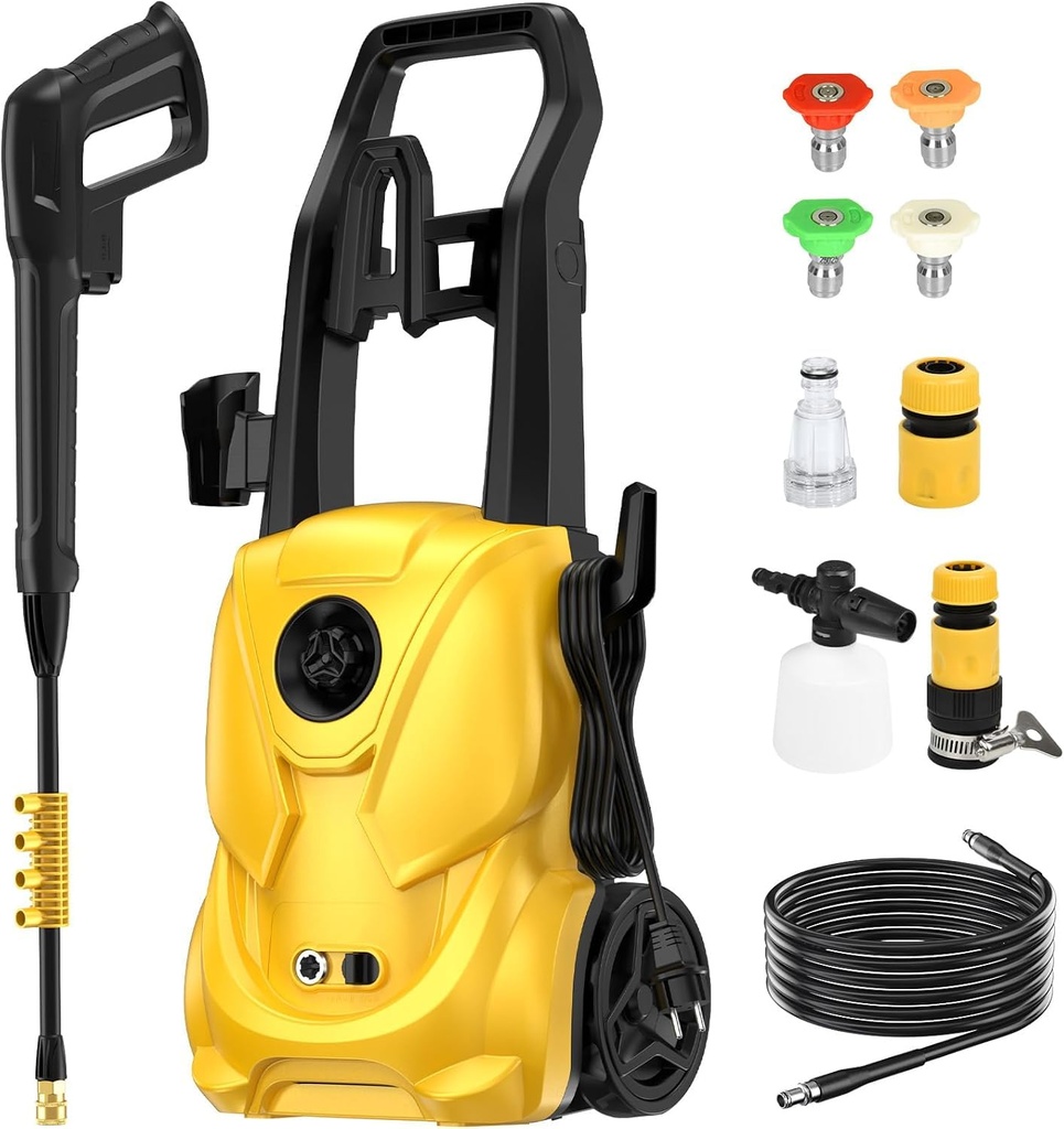 180Bar High Pressure Washer,Jet Washers with Max 2000W Motor 180 Bar, 650 l/h Flow Rate: 65