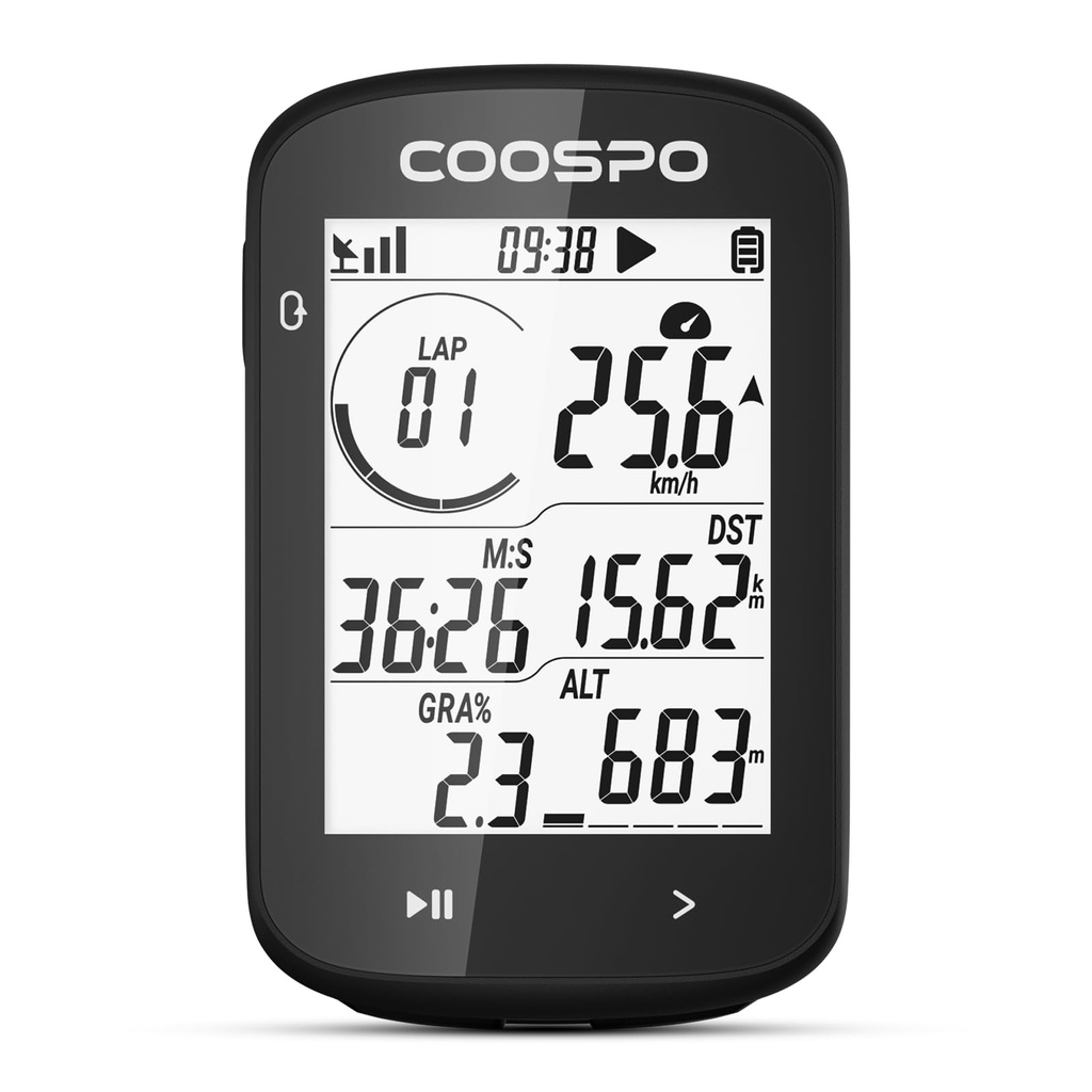 COOSPO CS300 GPS Bike Computer, Wireless Cycle Computer with 2.6 LCD Screen, Bluetooth ANT+