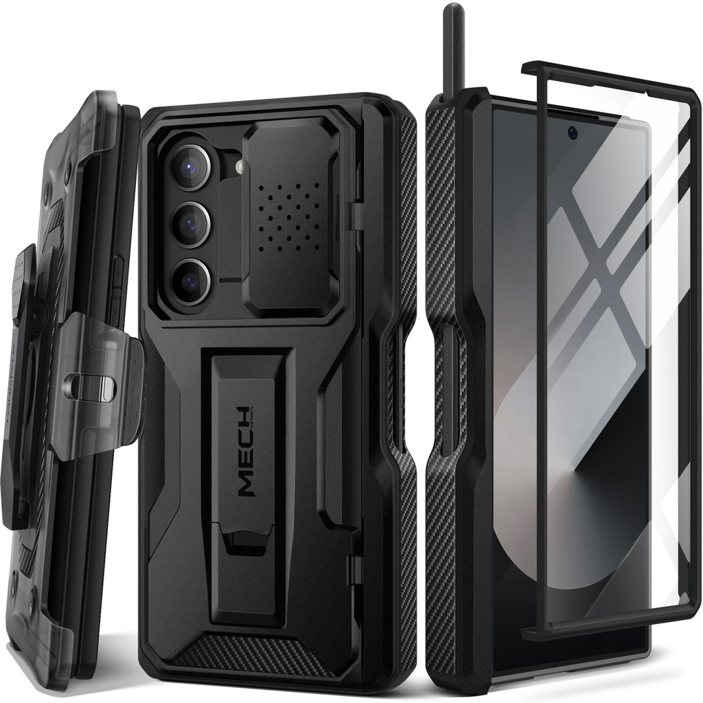 TONGATE for Z Fold 6 Case, [with S Pen Slot & Hinge Protection] Tempered Glass Screen Protector