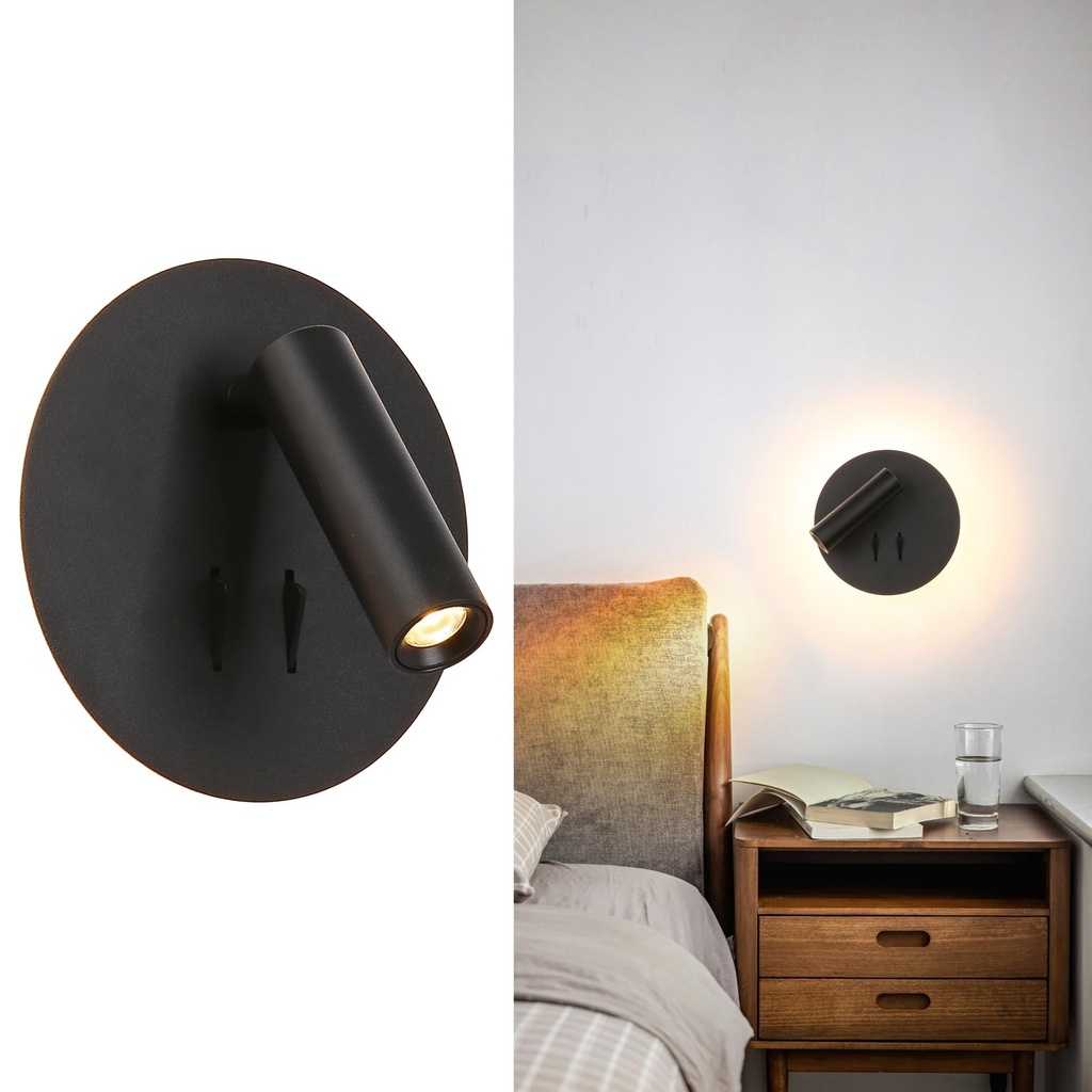 SUNLLOK Modern LED Wall Light Spotlight - Indoor Rotate Reading Wall Sconces with Switch -