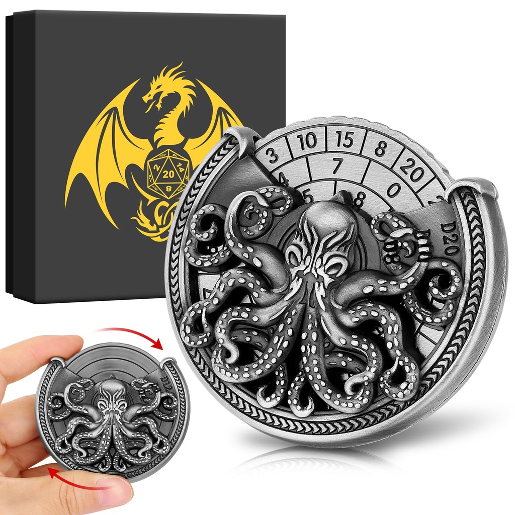 BYRRSF Octopus DND Dice Spinner - 7-in-1 Metal D&D Roulette Spinner with Gift Box